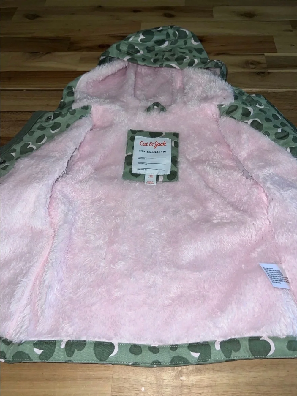 NWT Toddler fur lined military jacket- cat & jack 12M
